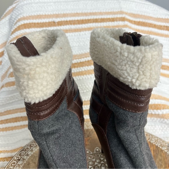 Elle‎ Faux Fur & Wool Sherpa Lined Zip-Up Buckle Boots | Size 6.5M - Picture 6 of 17
